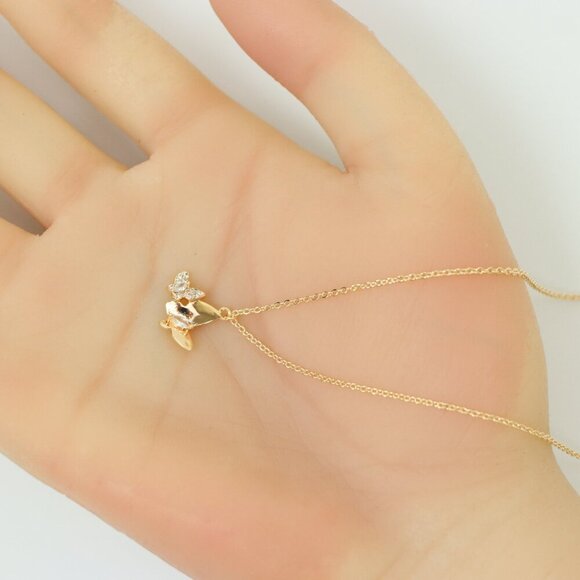 Rose Gold Butterfly Pendant Necklace with Crystal Accents , XPNL0169 - Picture 6 of 13